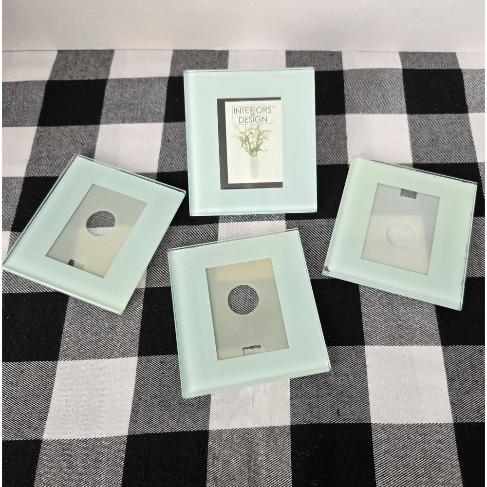 Interiors Design 4 Picture Frame Coasters Hold 2" X 2.5" Photo /Art Piece